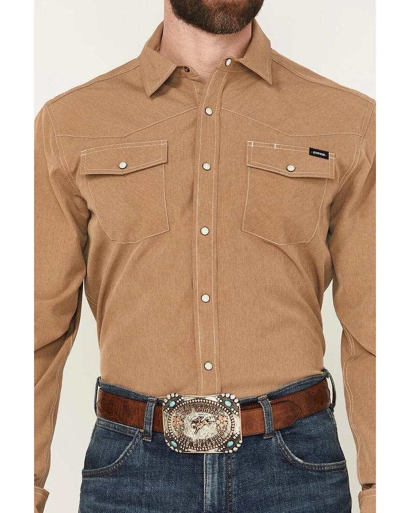Cinch Men's Solid Long Sleeve Snap Western Performance Shirt