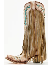 Corral Women's Embroidered and Crystal Eagle Fringe Western Boots - Snip Toe