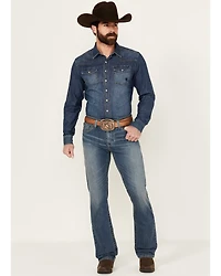 Cinch Men's Ian Medium Stonewash Slim Bootcut Performance Stretch Denim Jeans