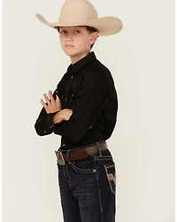 Gibson Trading Co Boys' Solid Long Sleeve Pearl Snap Western Shirt
