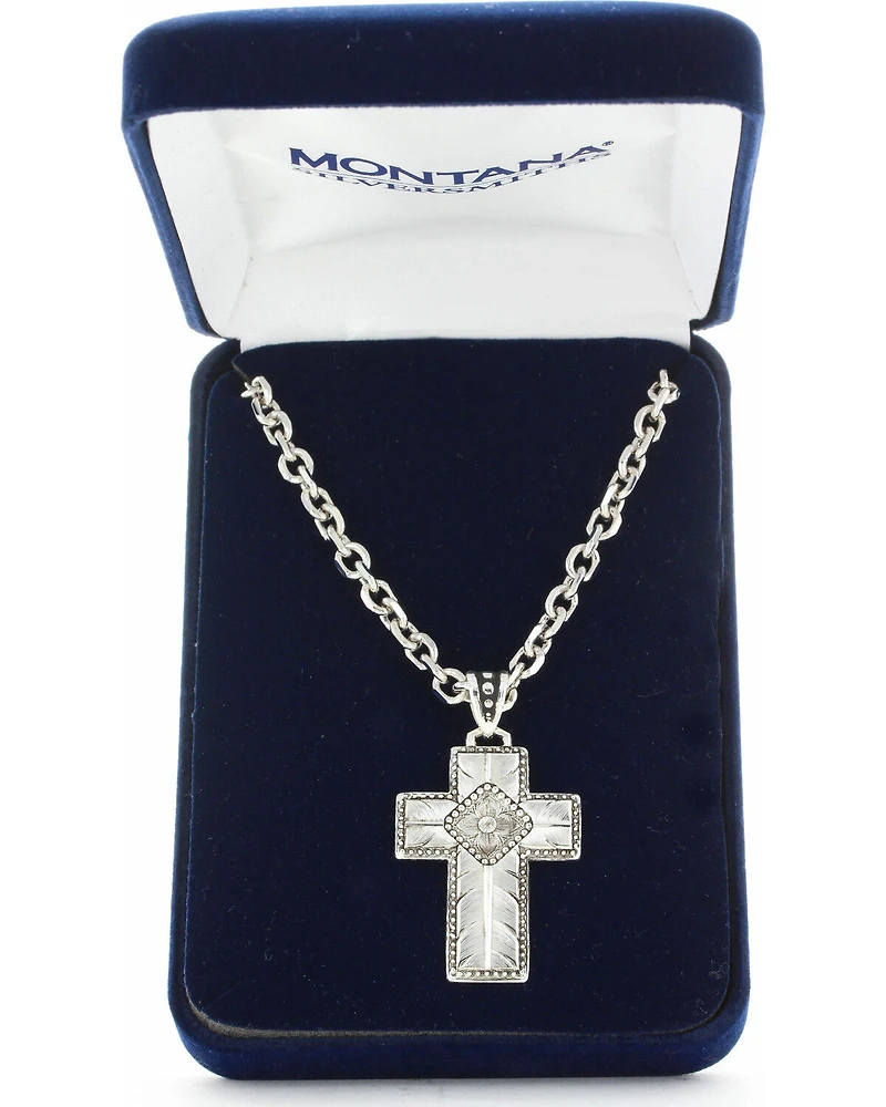 Montana Silversmiths Women's Banded Feathered Cross Necklace