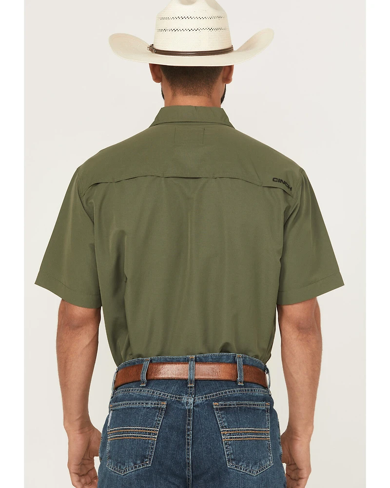 Cinch Men's Solid Short Sleeve Button-Down Performance Stretch Western Shirt