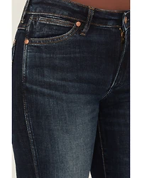 Wrangler Women's Dark Wash Pioneer Westward Mid Rise Bootcut Stretch Denim Jeans