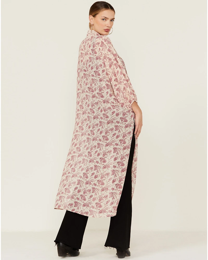 Beyond The Radar Women's Floral Chiffon Duster Maxi Kimono
