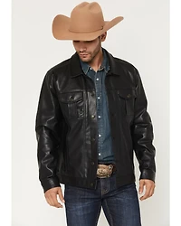 Cody James Men's Ozark Distressed Button-Down Leather Jacket