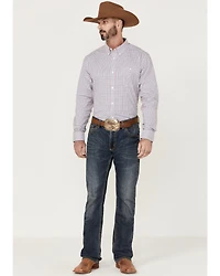 RANK 45® Men's Bronc Small Plaid Print Long Sleeve Button-Down Western Shirt