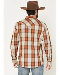 Moonshine Spirit Men's Rusty Nail Plaid Print Long Sleeve Snap Western Shirt
