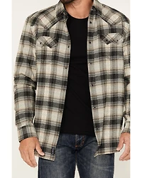 Moonshine Spirit Men's String Fellow Plaid Print Long Sleeve Snap Western Shirt