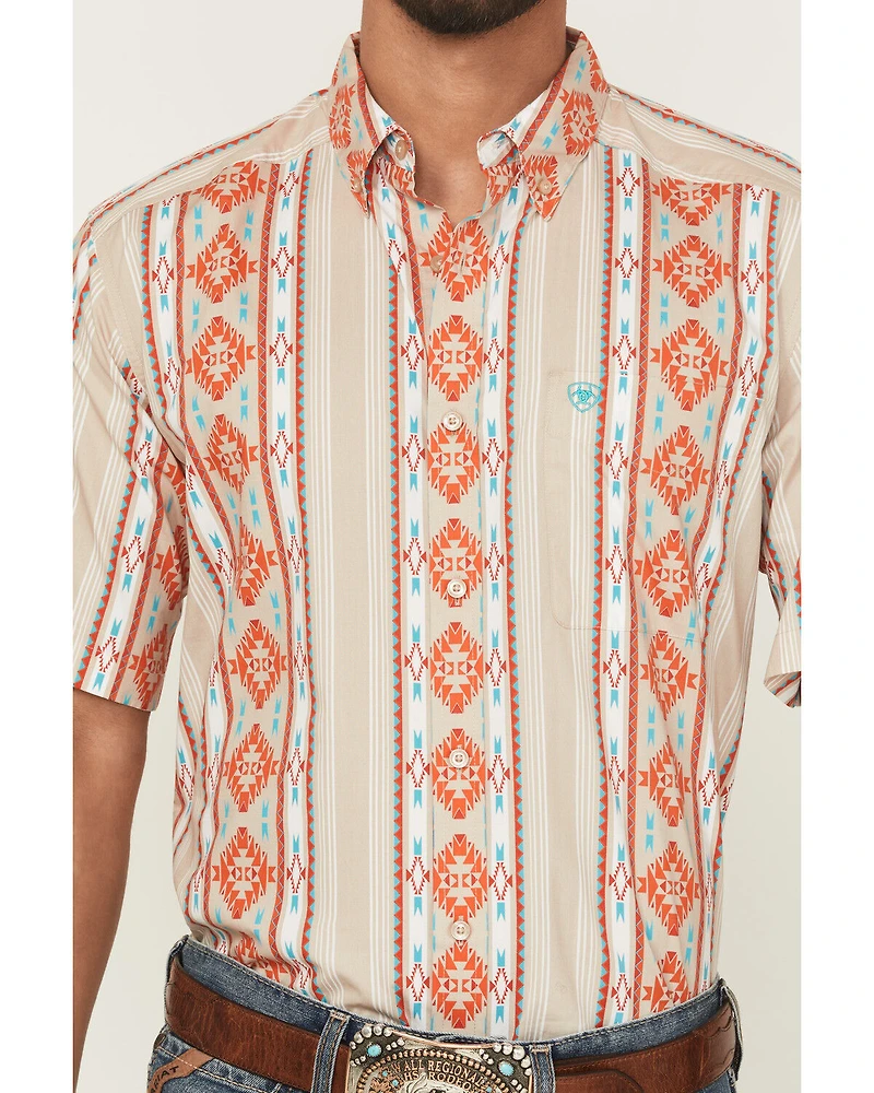 Ariat Men's Wade Southwestern Striped Short Sleeve Button-Down Western Shirt