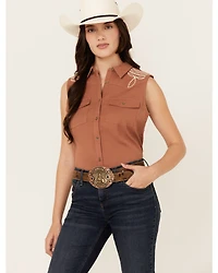 Shyanne Women's Western Embroidered Sleeveless Button-Down Shirt