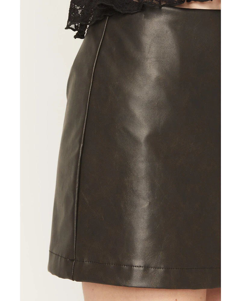 Shyanne Women's Distressed Faux Leather Mini Skort
