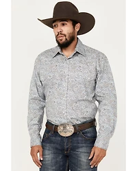Rough Stock by Panhandle Men's Bandana Paisley Print Long Sleeve Pearl Snap Stretch Western Shirt