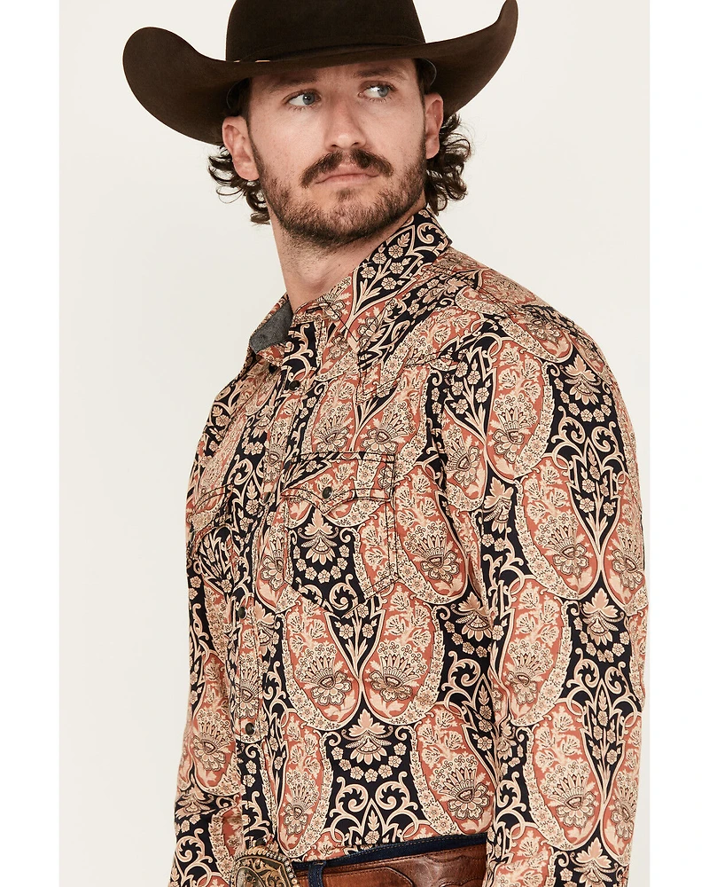 Cody James Men's Graysill Medallion Print Long Sleeve Snap Western Shirt