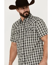 Moonshine Spirit Men's Classic Plaid Print Short Sleeve Snap Western Shirt