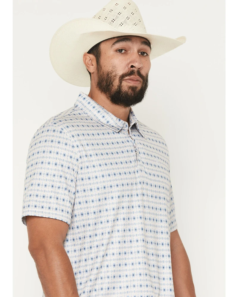 Panhandle Slim Men's Southwestern Print Short Sleeve Pearl Snap Performance Polo