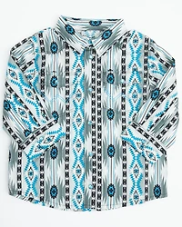 Wrangler Toddler Boys' Southwestern Print Long Sleeve Snap Western Shirt