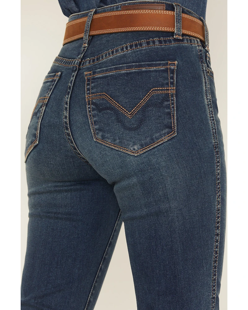 Rock & Roll Denim Women's Medium Wash Mid Rise Bootcut Stretch Jeans