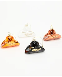 Boot Barn Cowboy Hats Glass Christmas Ornament Set - 4 Piece