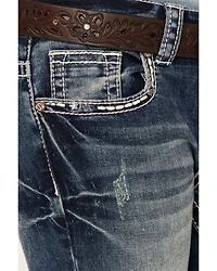 Shyanne Girls' Medium Wash Double Horseshoe Pocket Bootcut Stretch Denim Jeans