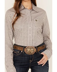 Cinch Women's Medallion Print Long Sleeve Button-Down Stretch Western Shirt