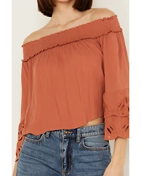 Shyanne Women's Embroidered Cut Out Off The Shoulder Top