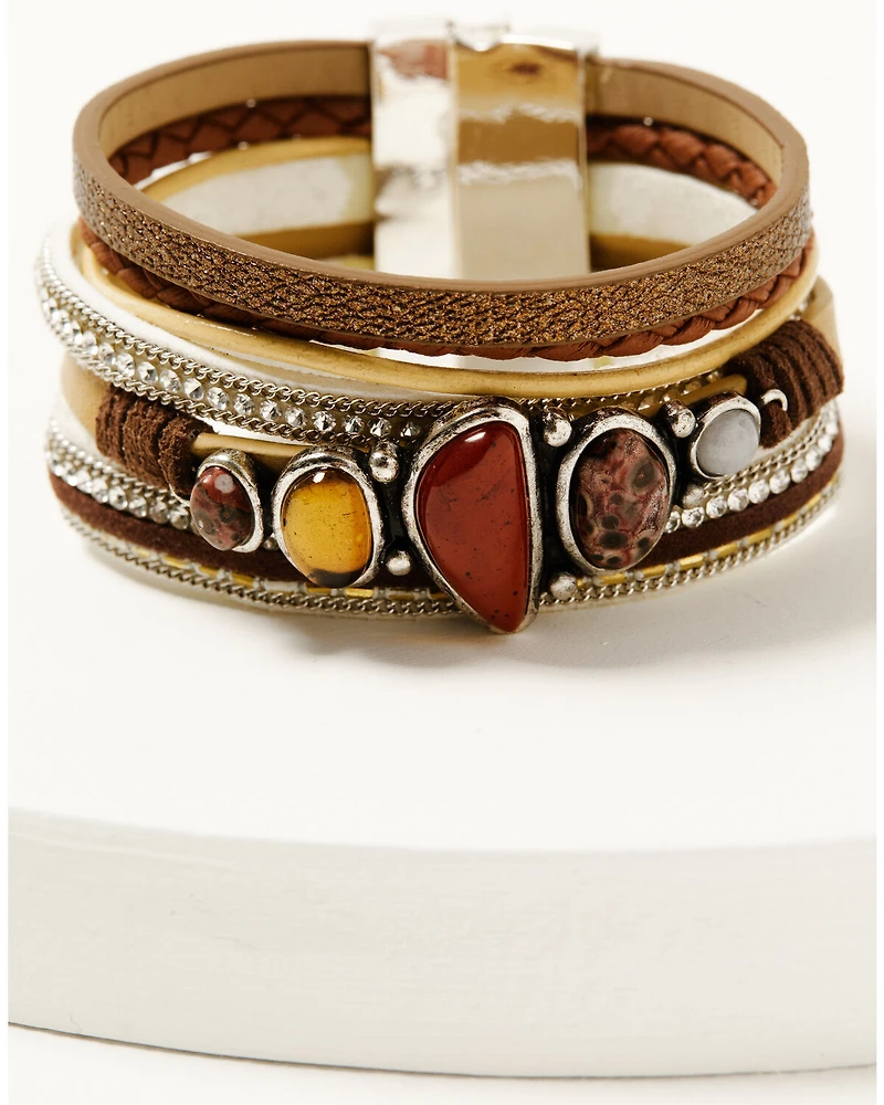 Shyanne Women's Desert Rose Antique Magnetic Snap Cuff Bracelet