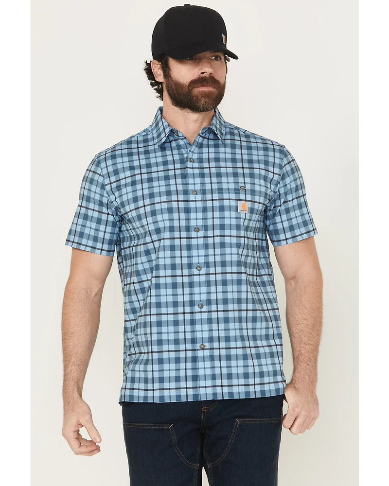 Carhartt Men's Force Sun Defender™ Relaxed Fit Lightweight Plaid Print Short Sleeve Button-Down Work Shirt