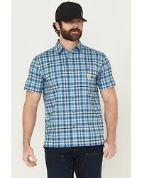 Carhartt Men's Force Sun Defender™ Relaxed Fit Lightweight Plaid Print Short Sleeve Button-Down Work Shirt
