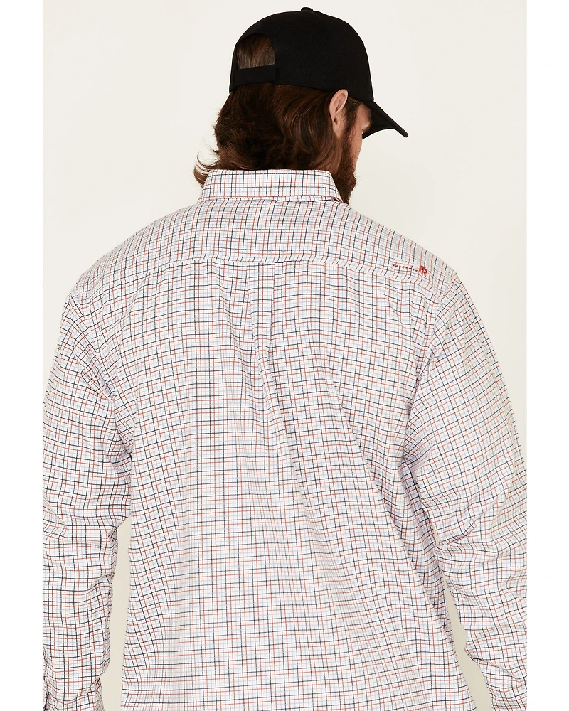 Ariat Men's FR Gauge Plaid Print Long Sleeve Button Down Work Shirt - Big