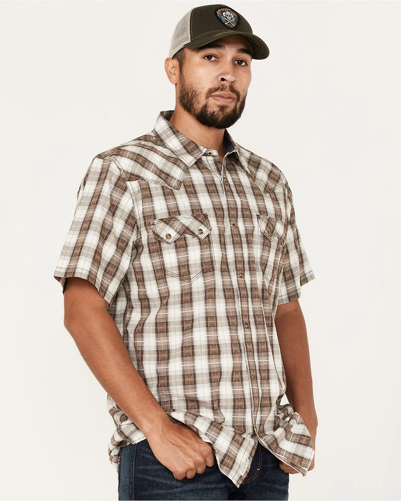 Moonshine Spirit Men's Twisted Barb Plaid Snap Western Shirt