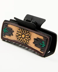 Shyanne Women's Sunflower Leather Large Hair Clip