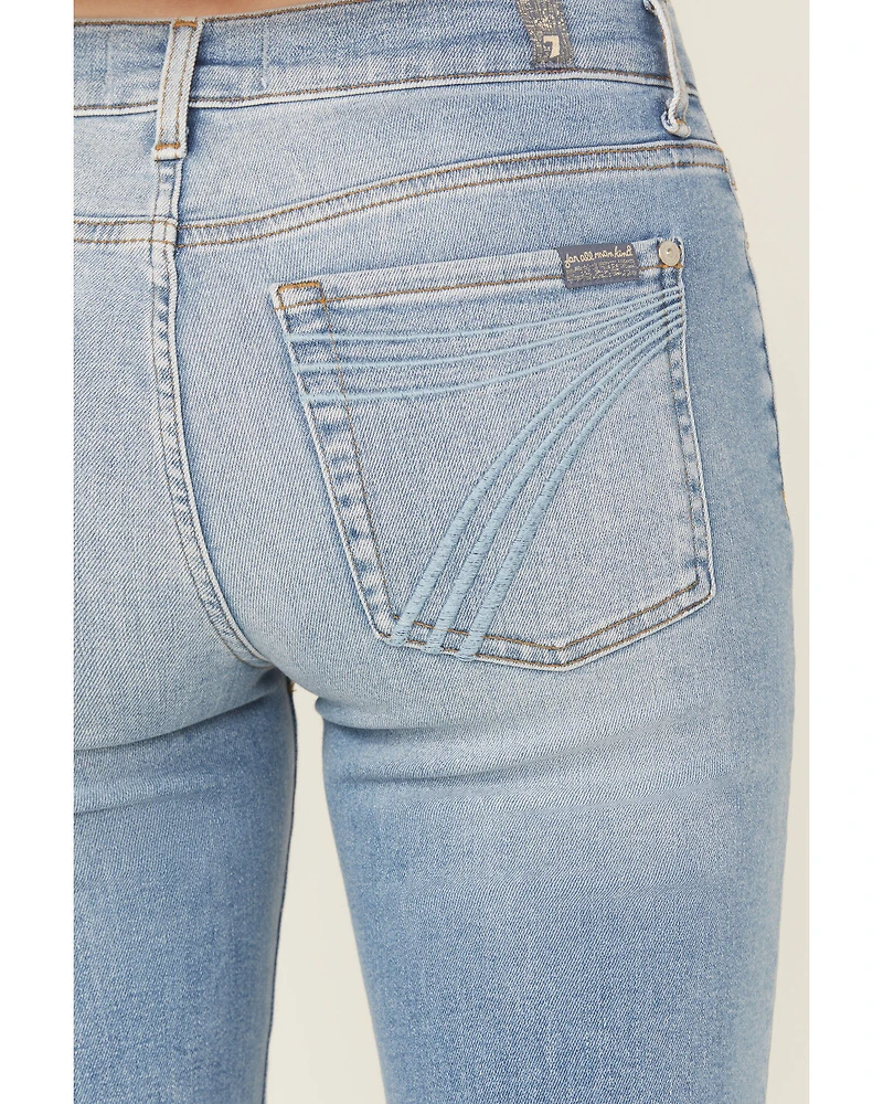 7 For All Mankind Women's Boot Barn Exclusive Light Wash Mid Rise Dojo Trouser Stretch Denim Jeans