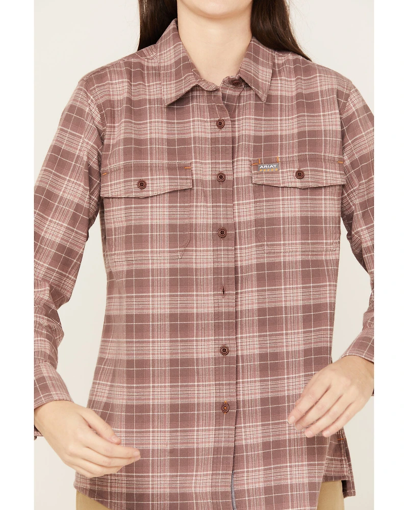 Ariat Women's Rebar Flannel Long Sleeve Button Down Plaid Work Shirt