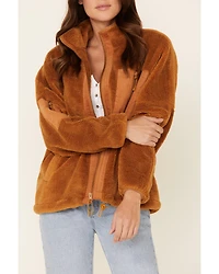 Very J Women's Sherpa Lined Corduroy Zip-Front Jacket