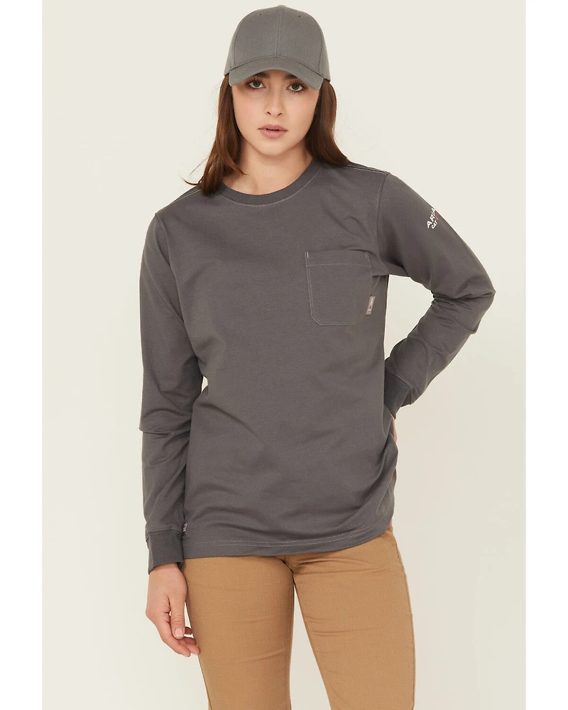 Ariat Women's FR Pima Stretch US Logo Baselayer Long Sleeve Work T-Shirt