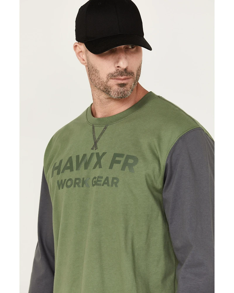 Hawx Men's FR Color Block Long Sleeve Graphic Work T-Shirt
