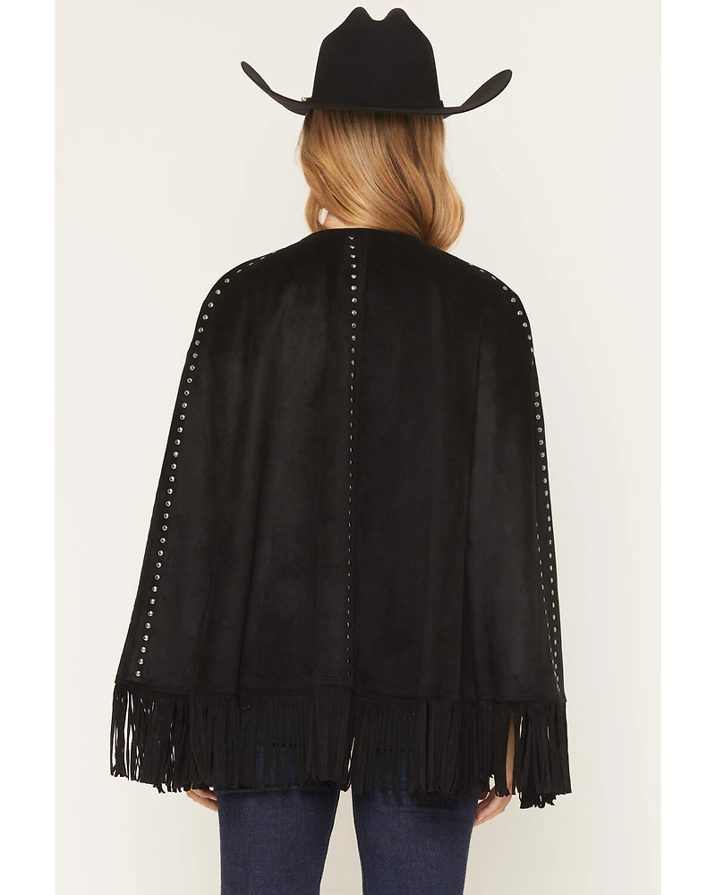 Rock & Roll Denim Women's Fringe Studded Faux Suede Embroidered Cap