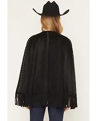 Rock & Roll Denim Women's Fringe Studded Faux Suede Embroidered Cap