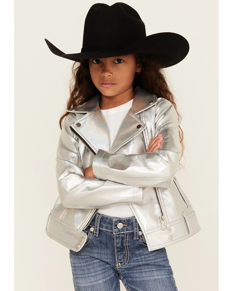 Urban Republic Girls' Metallic Moto Jacket