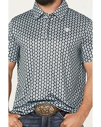 Rock & Roll Denim Men's Geo Print Short Sleeve Button-Down Stretch Polo Shirt