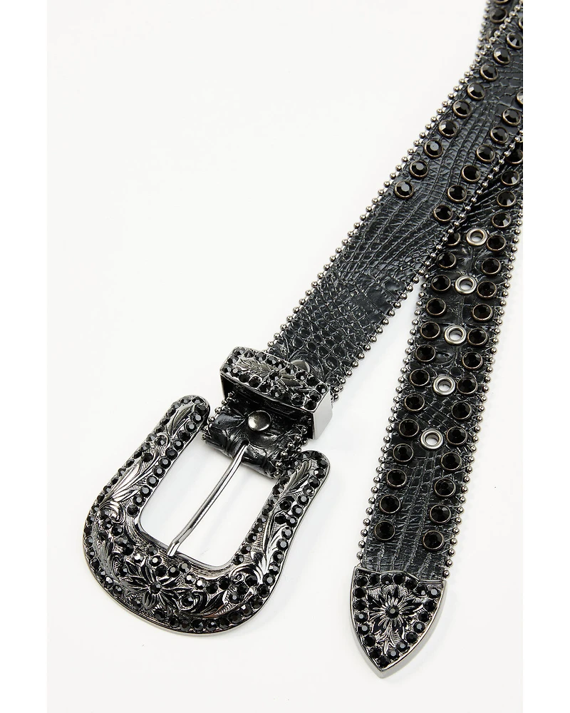 Shyanne Women's Crocodile Print Rhinestone Belt