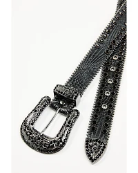 Shyanne Women's Crocodile Print Rhinestone Belt