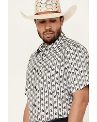 Gibson Trading Co Talking Stick Vertical Striped Print Short Sleeve Button-Down Western Shirt