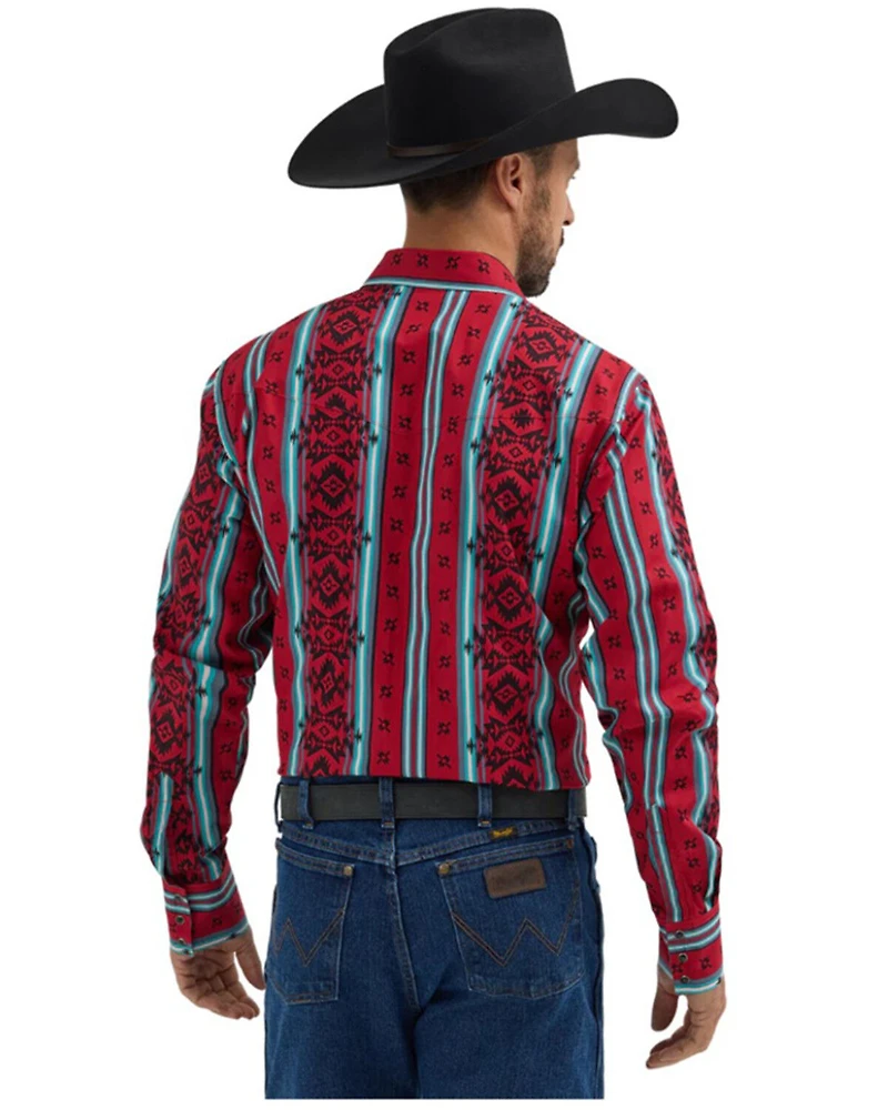 Wrangler Men's Checotah Sonoran Printed Long Sleeve Snap Western Shirt