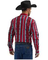 Wrangler Men's Checotah Sonoran Printed Long Sleeve Snap Western Shirt