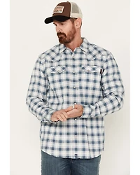 Cody James Men's FR Midweight Plaid Print Long Sleeve Pearl Snap Work Shirt