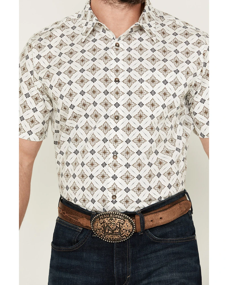 Gibson Men's Hubert Medallion Print Short Sleeve Button-Down Western Shirt