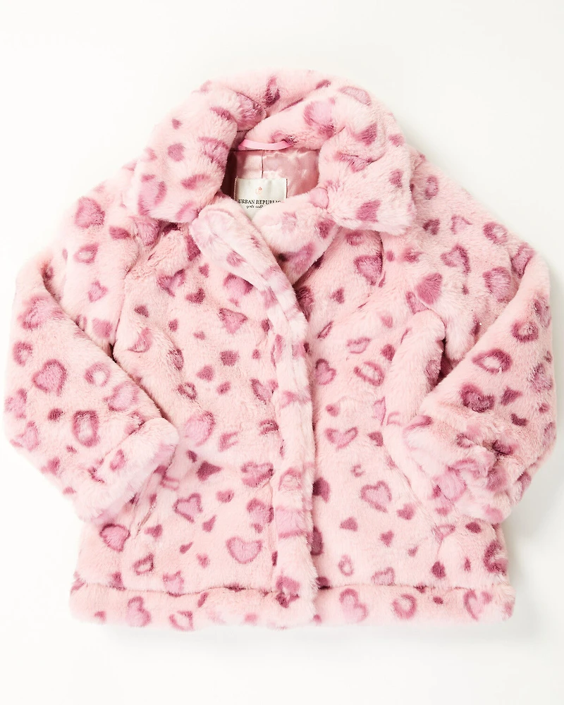 Urban Republic Infant Girls' Jaguar Print Faux Fur Jacket