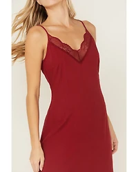 Idyllwind Women's Moss Rose Lace Trim Slip Midi Dress