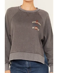 Cleo + Wolf Women's Double Shot Long Sleeve Crew Neck Graphic Sweatshirt